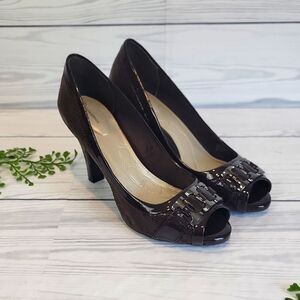 Giani Bernini Simone Peep Toe Faux Snakeskin Heels Womens Size 9M